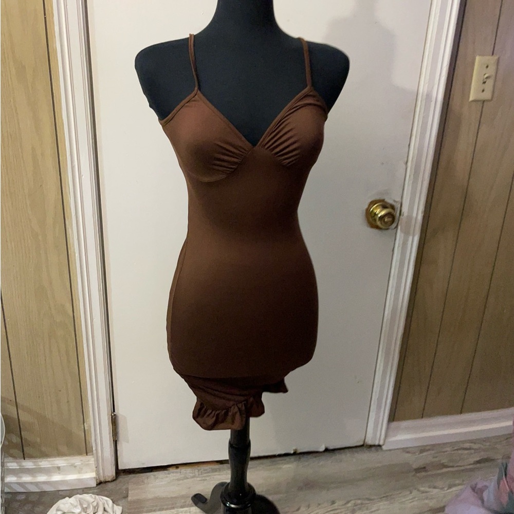 Brown Spaghetti Strap Dress